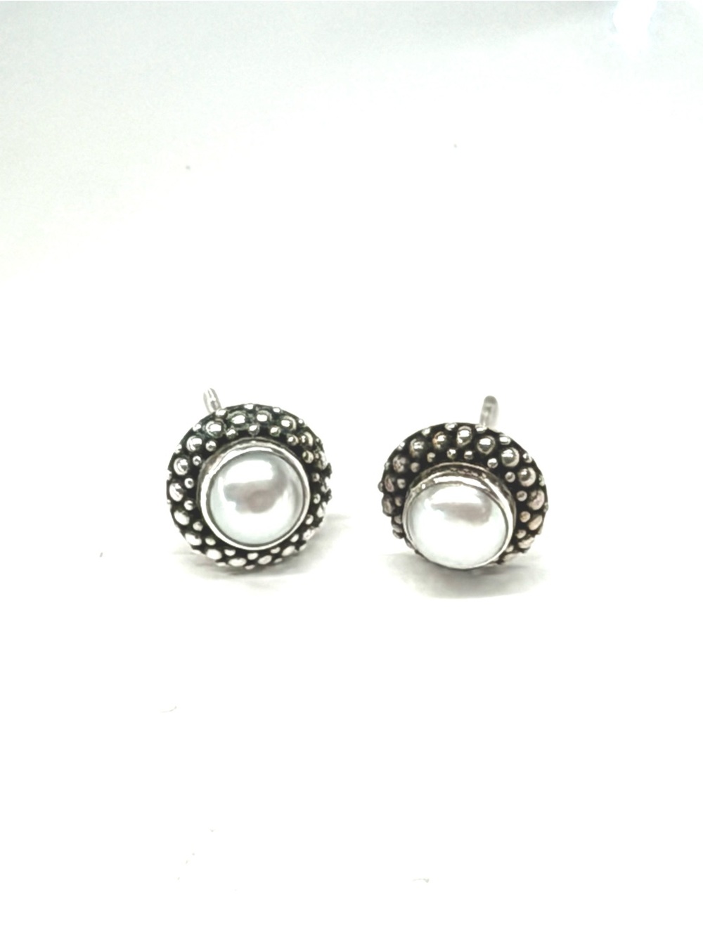 Vintage Sterling Forever Sterling Silver Pearl Halo Stud Earrings